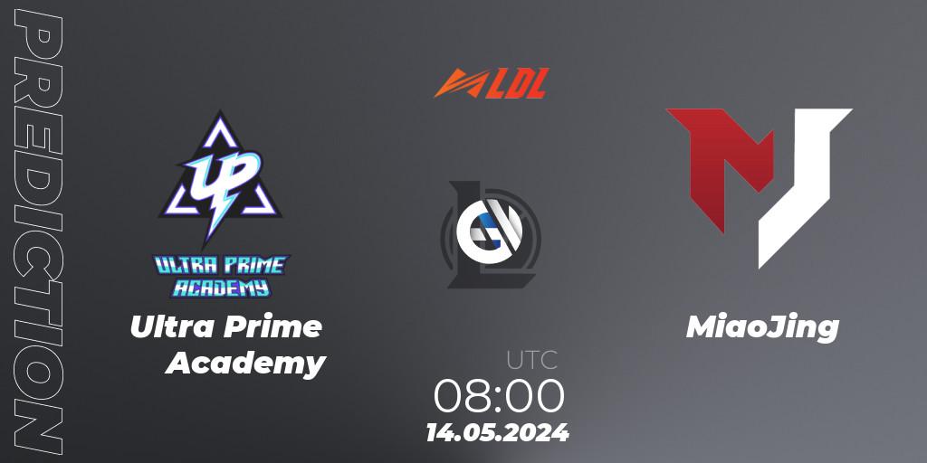 Ultra Prime Academy contre MiaoJing : prédiction de match. 14.05.2024 at 08:00. LoL, LDL 2024 - Stage 2