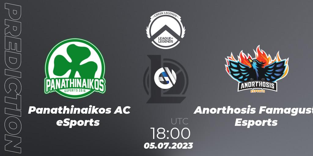 Panathinaikos AC eSports contre Anorthosis Famagusta Esports : prédiction de match. 05.07.2023 at 18:00. LoL, Greek Legends League Summer 2023