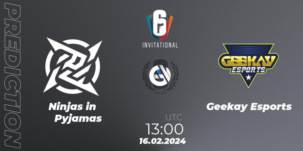 Ninjas in Pyjamas contre Geekay Esports : prédiction de match. 16.02.24. Rainbow Six, Six Invitational 2024 - Group Stage