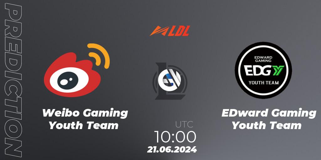 Weibo Gaming Youth Team contre EDward Gaming Youth Team : prédiction de match. 21.06.2024 at 10:00. LoL, LDL 2024 - Stage 3