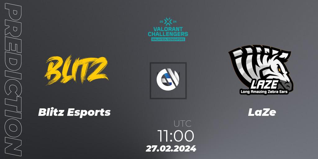 Blitz Esports contre LaZe : prédiction de match. 27.02.2024 at 11:00. VALORANT, VALORANT Challengers Malaysia & Singapore 2024: Split 1