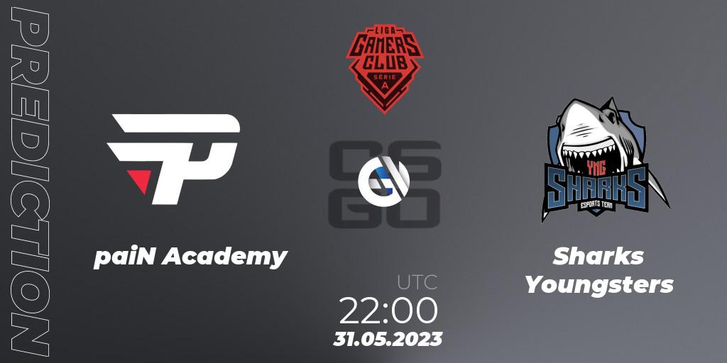 paiN Academy contre Sharks Youngsters : prédiction de match. 31.05.2023 at 22:00. Counter-Strike (CS2), Gamers Club Liga Série A: May 2023