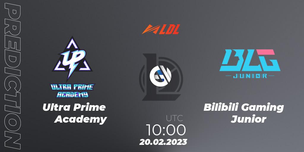 Ultra Prime Academy contre Bilibili Gaming Junior : prédiction de match. 20.02.2023 at 12:00. LoL, LDL 2023 - Regular Season