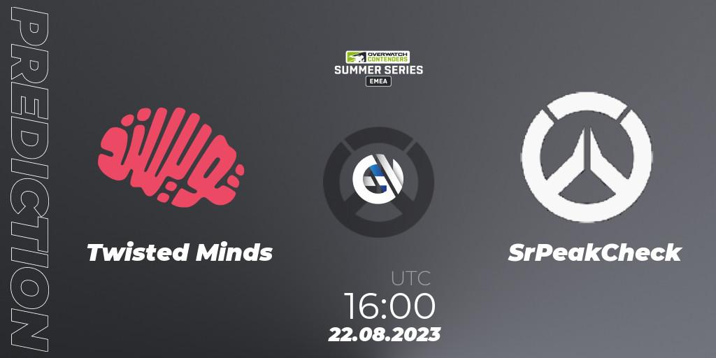 Twisted Minds contre SrPeakCheck : prédiction de match. 22.08.2023 at 16:00. Overwatch, Overwatch Contenders 2023 Summer Series: Europe