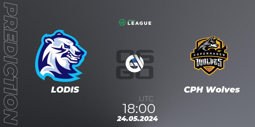 LODIS contre CPH Wolves : prédiction de match. 24.05.2024 at 18:00. Counter-Strike (CS2), ESEA Season 49: Advanced Division - Europe