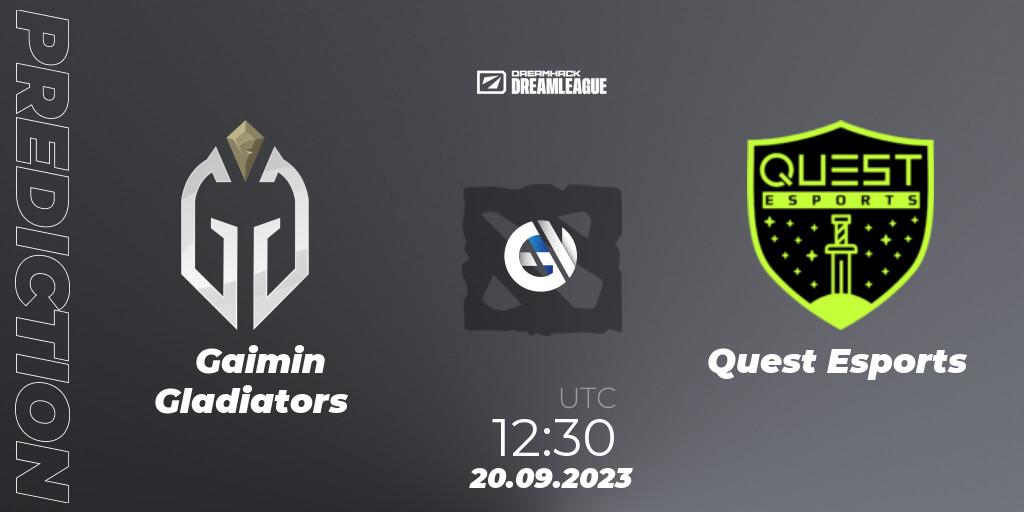 Gaimin Gladiators contre PSG Quest : prédiction de match. 21.09.2023 at 09:55. Dota 2, DreamLeague Season 21