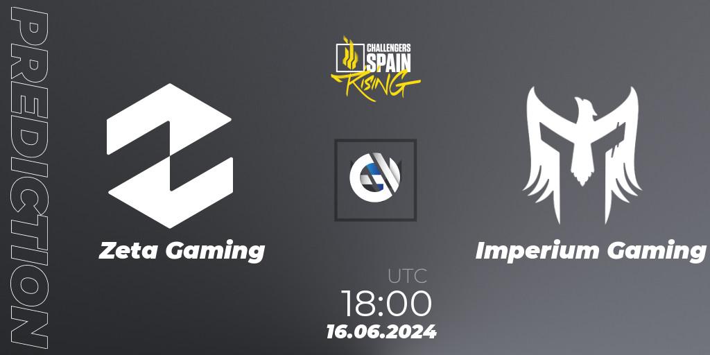 Zeta Gaming contre Imperium Gaming : prédiction de match. 16.06.2024 at 18:00. VALORANT, VALORANT Challengers 2024 Spain: Rising Split 2