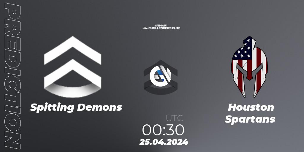 Spitting Demons contre Houston Spartans : prédiction de match. 24.04.2024 at 23:30. Call of Duty, Call of Duty Challengers 2024 - Elite 2: NA
