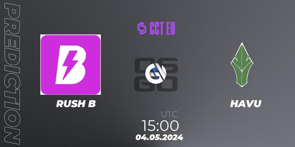 RUSH B contre HAVU : prédiction de match. 04.05.2024 at 15:00. Counter-Strike (CS2), CCT Season 2 Europe Series 2 