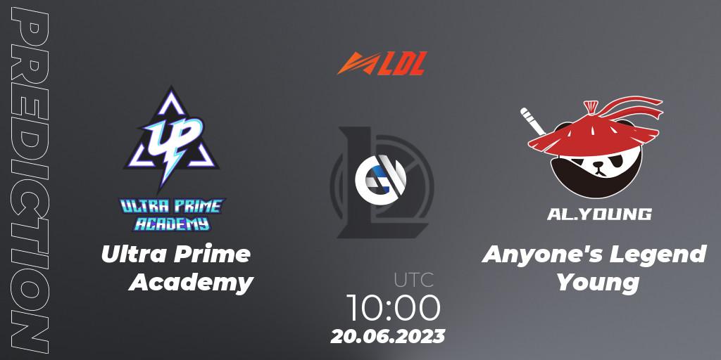 Ultra Prime Academy contre Anyone's Legend Young : prédiction de match. 20.06.2023 at 10:30. LoL, LDL 2023 - Regular Season - Stage 3