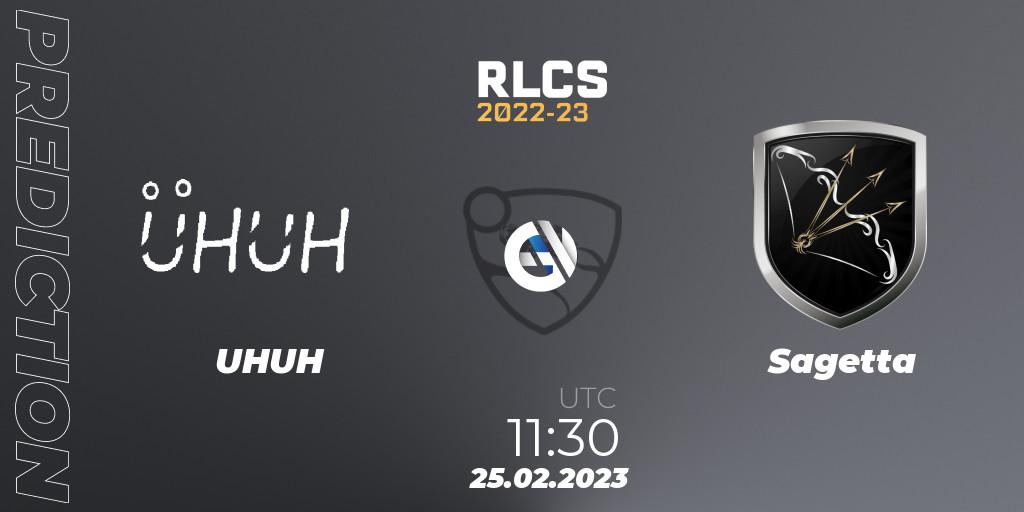 UHUH contre Sagetta : prédiction de match. 25.02.2023 at 11:30. Rocket League, RLCS 2022-23 - Winter: Asia-Pacific Regional 3 - Winter Invitational