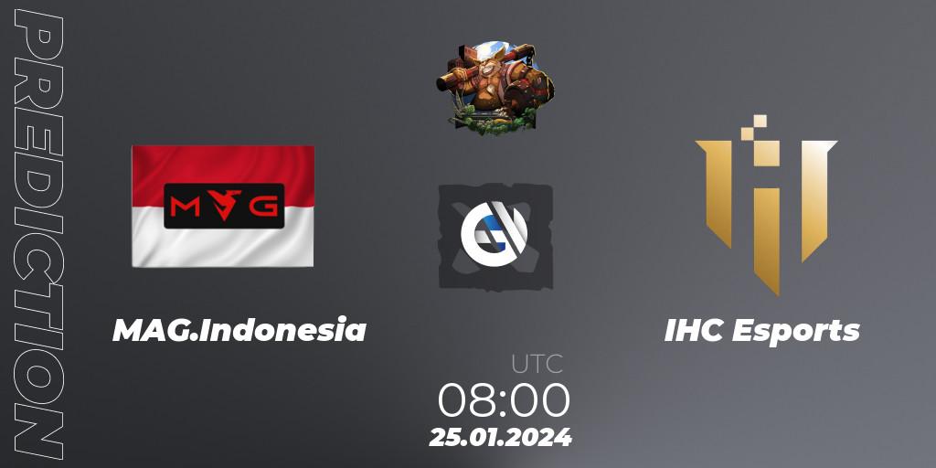 MAG.Indonesia contre IHC Esports : prédiction de match. 25.01.2024 at 08:00. Dota 2, ESL One Birmingham 2024: Southeast Asia Open Qualifier #2