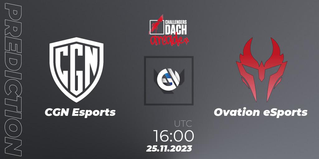CGN Esports contre Ovation eSports : prédiction de match. 25.11.23. VALORANT, VALORANT Challengers 2023 DACH: Arcade
