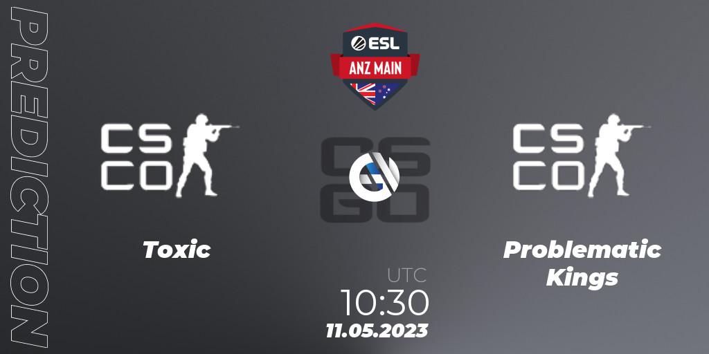 Toxic contre Problematic Kings : prédiction de match. 11.05.2023 at 10:30. Counter-Strike (CS2), ESL ANZ Main Season 16