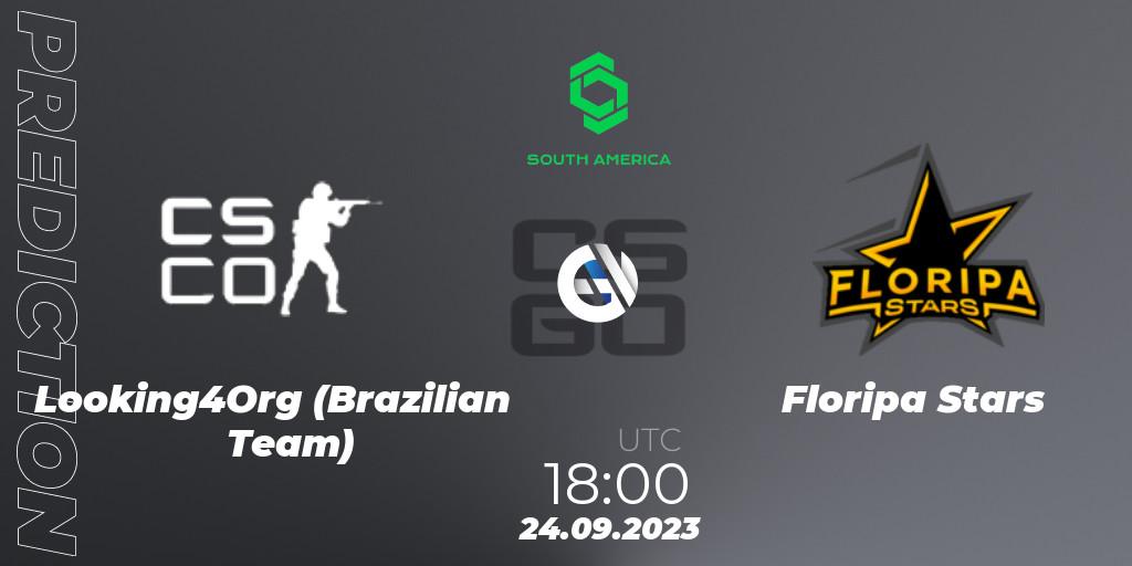Looking4Org (Brazilian Team) contre Floripa Stars : prédiction de match. 24.09.2023 at 18:00. Counter-Strike (CS2), CCT South America Series #12: Open Qualifier