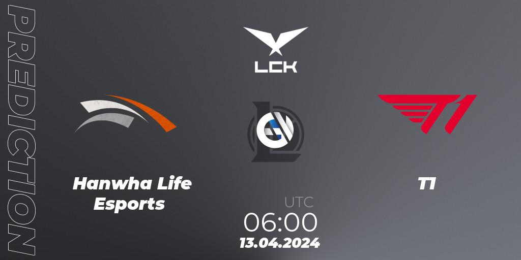 Hanwha Life Esports contre T1 : prédiction de match. 13.04.24. LoL, LCK Spring 2024 - Playoffs