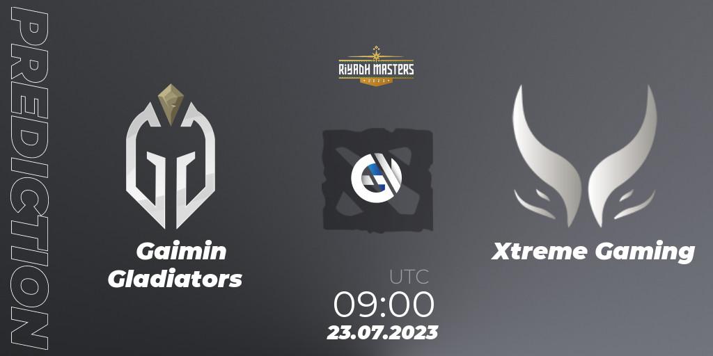Gaimin Gladiators contre Xtreme Gaming : prédiction de match. 23.07.23. Dota 2, Riyadh Masters 2023 - Group Stage