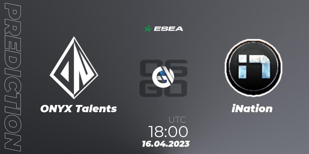 ONYX Talents contre iNation : prédiction de match. 19.04.23. CS2 (CS:GO), ESEA Season 45: Advanced Division - Europe