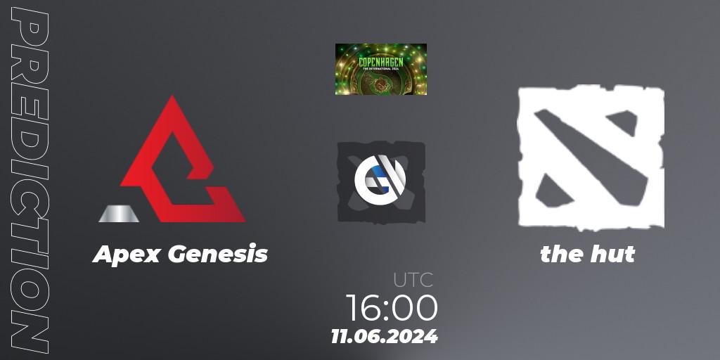 Apex Genesis contre the hut : prédiction de match. 11.06.2024 at 16:00. Dota 2, The International 2024: North America Closed Qualifier
