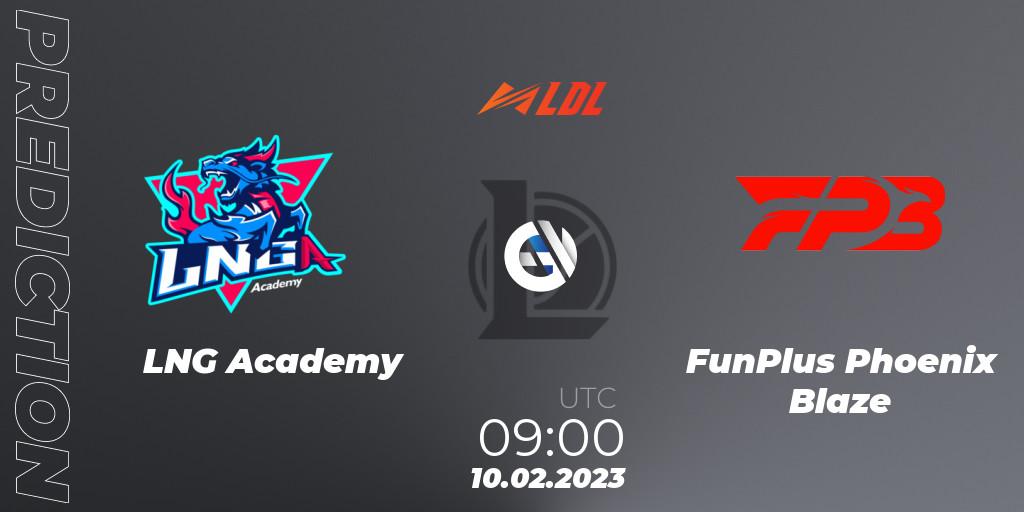 LNG Academy contre FunPlus Phoenix Blaze : prédiction de match. 10.02.23. LoL, LDL 2023 - Swiss Stage
