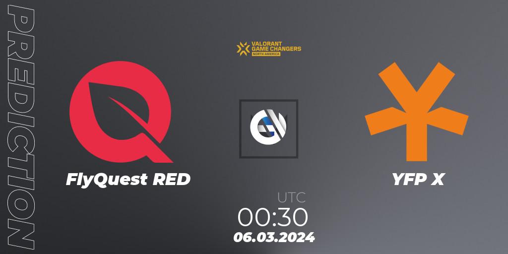 FlyQuest RED contre YFP X : prédiction de match. 06.03.2024 at 00:30. VALORANT, VCT 2024: Game Changers North America Series Series 1