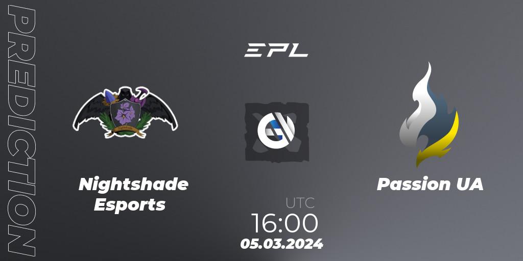 Nightshade Esports contre Passion UA : prédiction de match. 05.03.24. Dota 2, European Pro League Season 17: Division 2