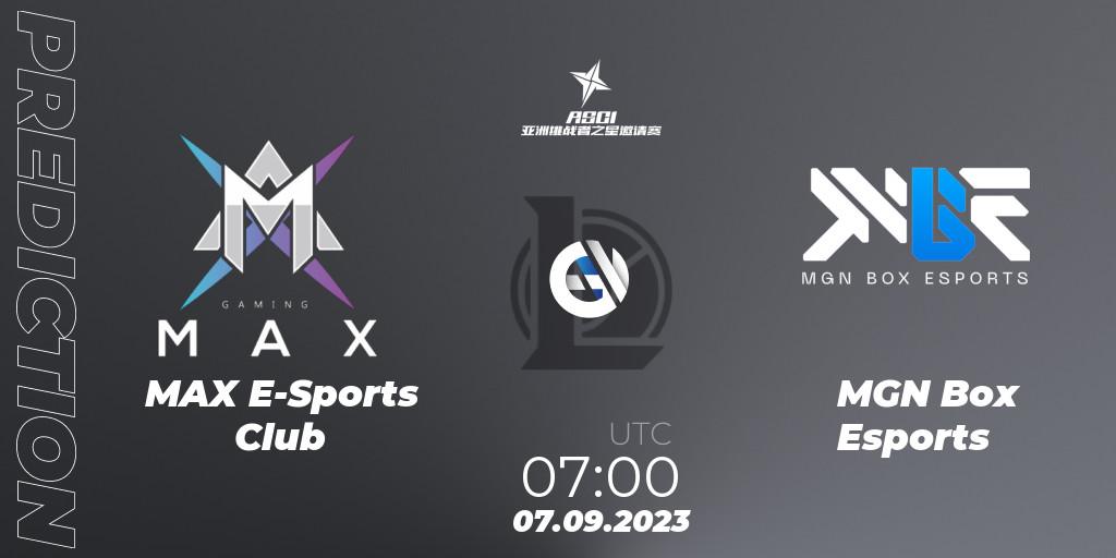 MAX E-Sports Club contre MGN Box Esports : prédiction de match. 07.09.2023 at 07:00. LoL, Asia Star Challengers Invitational 2023