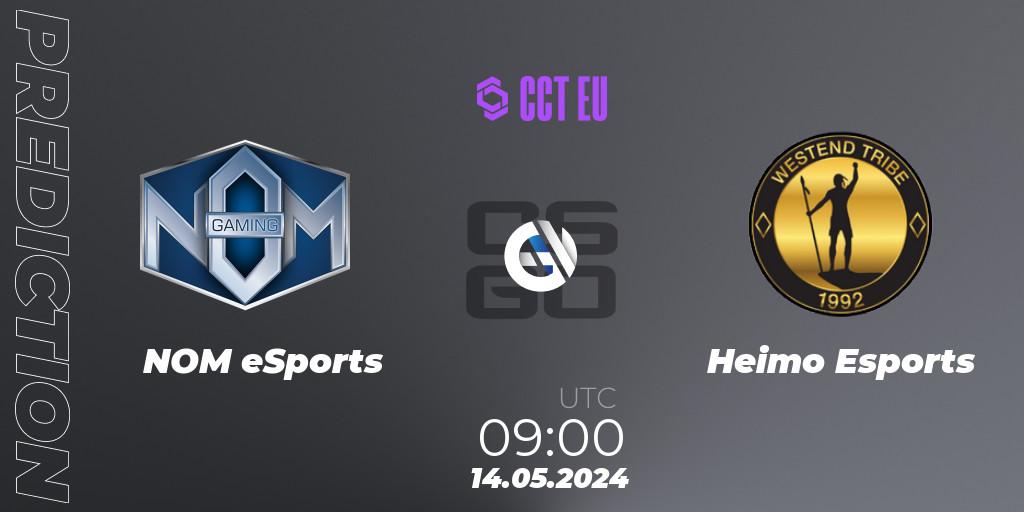 NOM eSports contre Heimo Esports : prédiction de match. 14.05.2024 at 09:00. Counter-Strike (CS2), CCT Season 2 Europe Series 4 Closed Qualifier