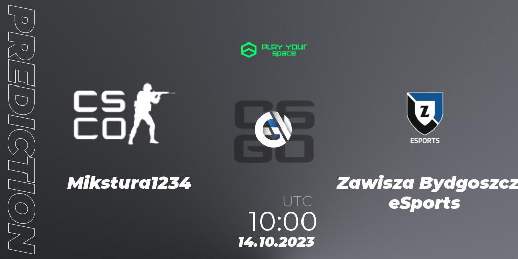 Mikstura1234 contre Zawisza Bydgoszcz eSports : prédiction de match. 14.10.2023 at 10:00. Counter-Strike (CS2), PYspace Cash Cup Finals