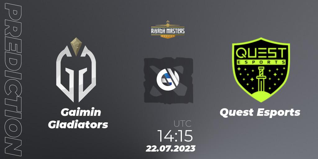 Gaimin Gladiators contre PSG Quest : prédiction de match. 22.07.2023 at 14:54. Dota 2, Riyadh Masters 2023 - Group Stage
