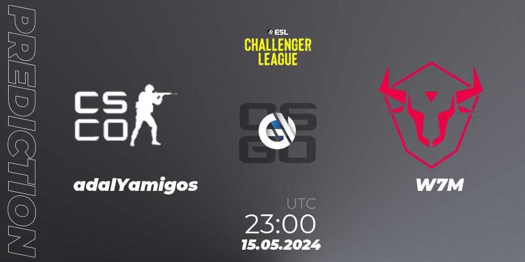 adalYamigos contre W7M : prédiction de match. 15.05.2024 at 23:00. Counter-Strike (CS2), ESL Challenger League Season 47: South America