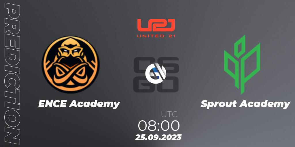 ENCE Academy contre Sprout Academy : prédiction de match. 27.09.2023 at 11:00. Counter-Strike (CS2), United21 Season 6