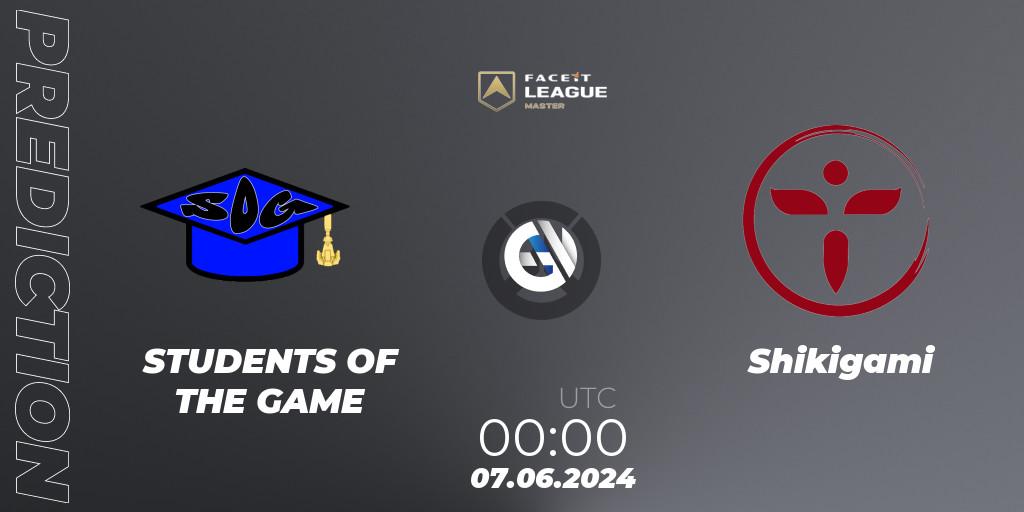 STUDENTS OF THE GAME contre Shikigami : prédiction de match. 07.06.2024 at 00:00. Overwatch, FACEIT League Season 1 - NA Master Road to EWC