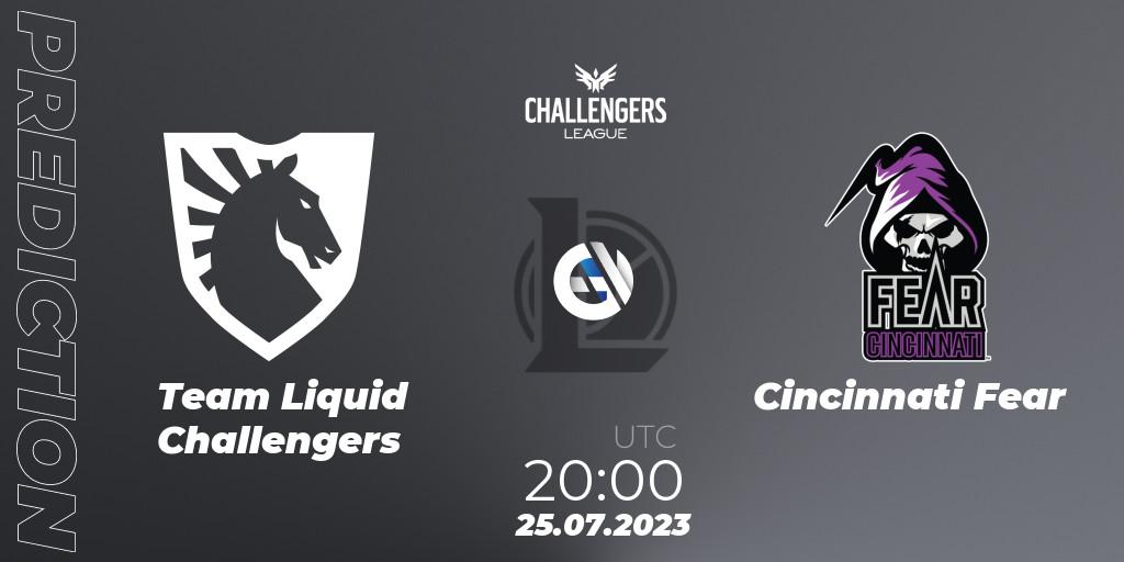 Team Liquid Challengers contre Cincinnati Fear : prédiction de match. 25.07.2023 at 20:00. LoL, North American Challengers League 2023 Summer - Playoffs