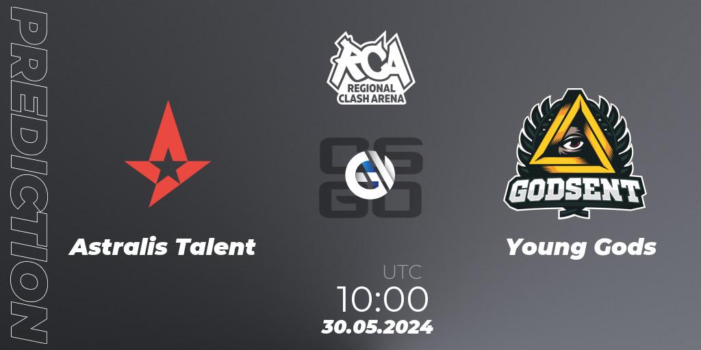 Astralis Talent contre Young Gods : prédiction de match. 30.05.2024 at 10:00. Counter-Strike (CS2), Regional Clash Arena Europe: Closed Qualifier