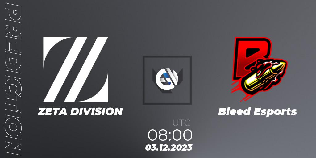 ZETA DIVISION contre Bleed eSports : prédiction de match. 03.12.23. VALORANT, Riot Games ONE PRO INVITATIONAL 2023