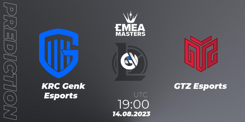 KRC Genk Esports contre GTZ Esports : prédiction de match. 14.08.2023 at 19:00. LoL, EMEA Masters Summer 2023