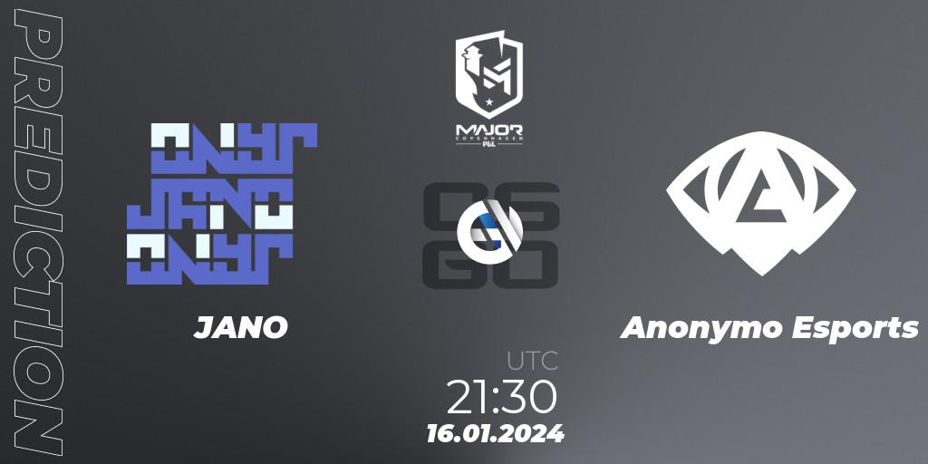 JANO contre Anonymo Esports : prédiction de match. 16.01.24. CS2 (CS:GO), PGL CS2 Major Copenhagen 2024 Europe RMR Open Qualifier 4