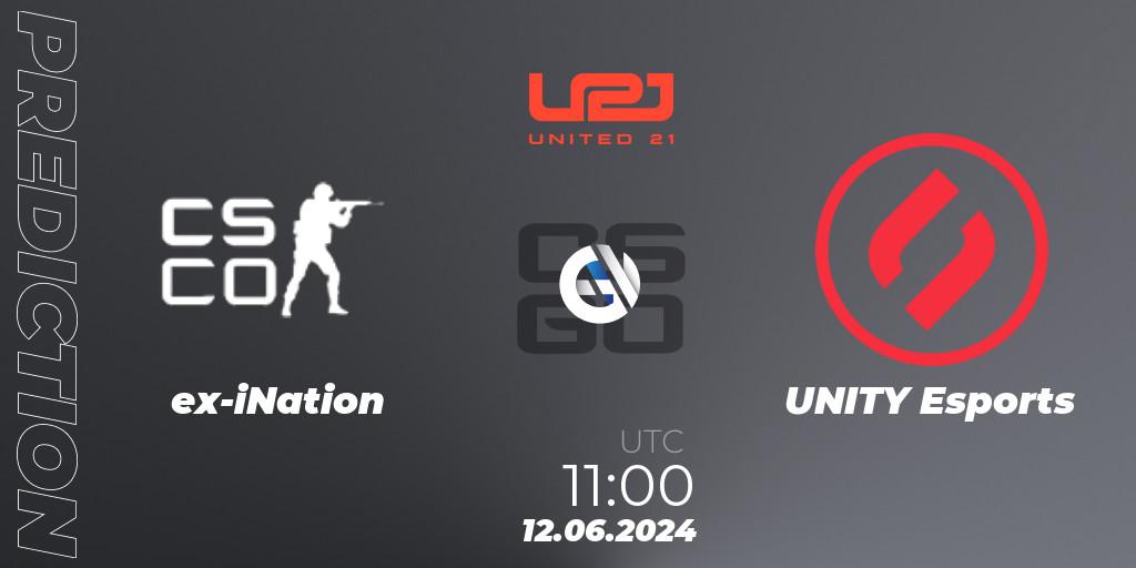 ex-iNation contre UNITY Esports : prédiction de match. 12.06.2024 at 11:00. Counter-Strike (CS2), United21 Season 16