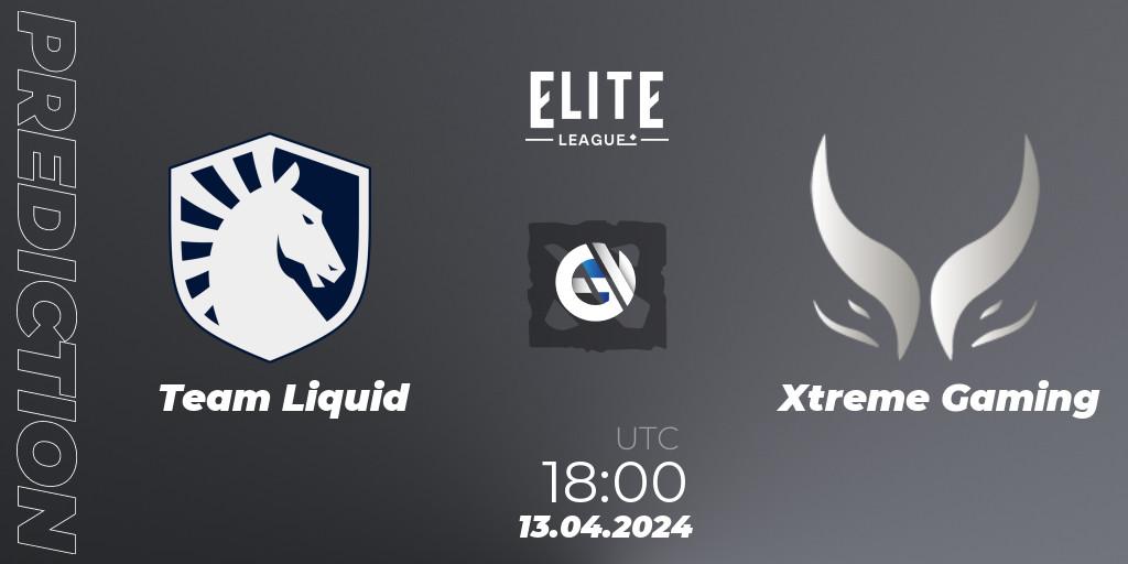 Team Liquid contre Xtreme Gaming : prédiction de match. 13.04.24. Dota 2, Elite League