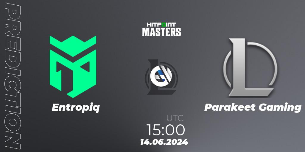 Entropiq contre Parakeet Gaming : prédiction de match. 14.06.2024 at 15:00. LoL, Hitpoint Masters Summer 2024