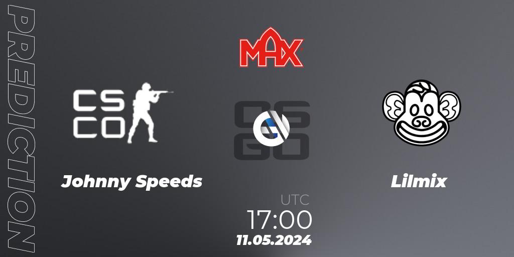 Johnny Speeds contre Lilmix : prédiction de match. 11.05.2024 at 17:00. Counter-Strike (CS2), MAX Skills Tournament
