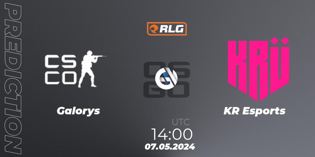 Galorys contre KRÜ Esports : prédiction de match. 07.05.2024 at 14:00. Counter-Strike (CS2), RES Latin American Series #4