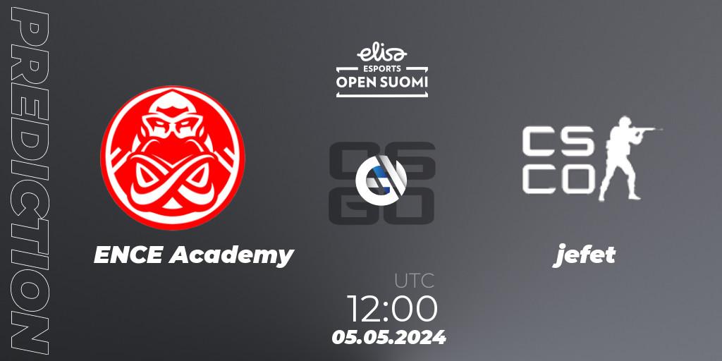 ENCE Academy contre jefet : prédiction de match. 05.05.2024 at 12:00. Counter-Strike (CS2), Elisa Open Suomi Season 6