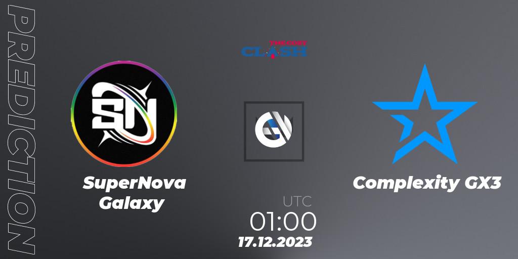 SuperNova Galaxy contre Complexity GX3 : prédiction de match. 17.12.2023 at 01:00. VALORANT, The Cozy Clash