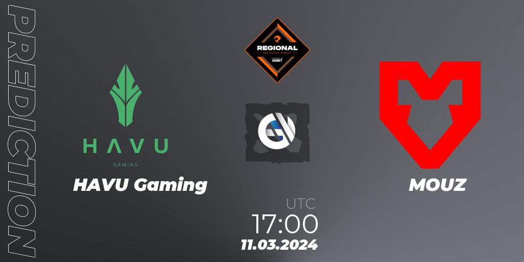 HAVU Gaming contre MOUZ : prédiction de match. 11.03.2024 at 17:00. Dota 2, RES Regional Series: EU #1