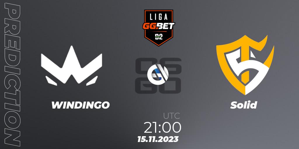 WINDINGO contre Solid : prédiction de match. 21.11.2023 at 21:00. Counter-Strike (CS2), Dust2 Brasil Liga Season 2