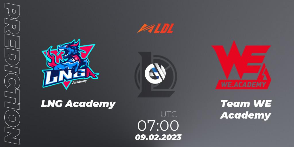 LNG Academy contre Team WE Academy : prédiction de match. 09.02.23. LoL, LDL 2023 - Swiss Stage