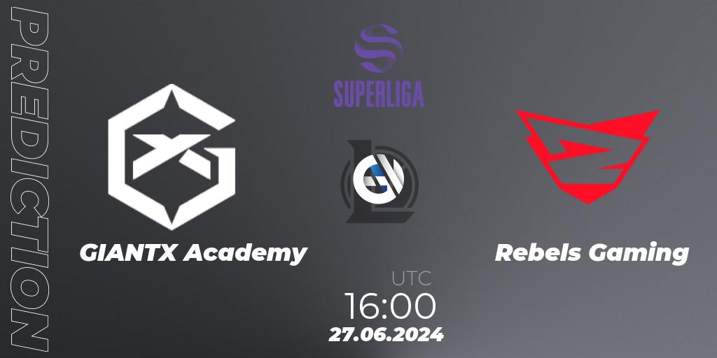 GIANTX Academy contre Rebels Gaming : prédiction de match. 27.06.2024 at 16:00. LoL, LVP Superliga Summer 2024