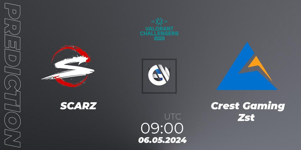 SCARZ contre Crest Gaming Zst : prédiction de match. 06.05.2024 at 09:00. VALORANT, VALORANT Challengers Japan 2024: Split 2 Advance Stage